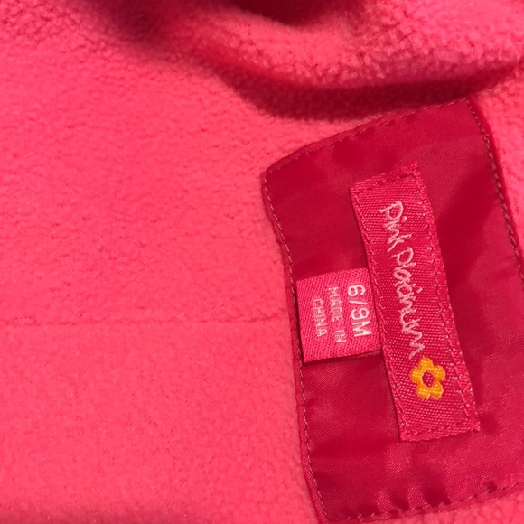 Pink Plantinum baby girls one-piece puffer winter Snowsuit  with hood. - Picture 4 of 7